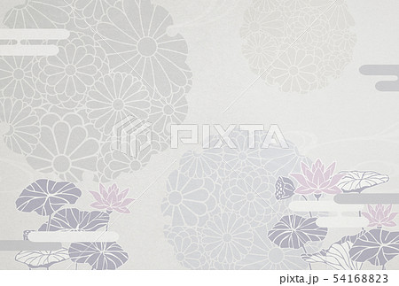 喪中-はがき-雪輪-菊-蓮-背景素材-和紙 54168823
