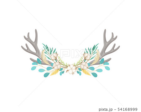 Two large horn with ripe cotton. Vector illustration on white background. 54168999