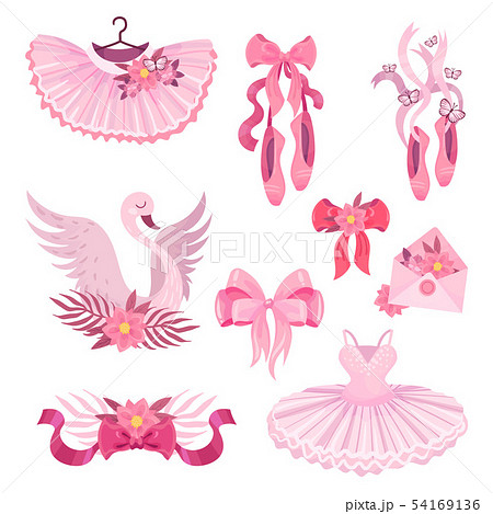 Set of pink accessories for ballet. Vector illustration 54169136