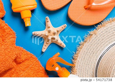 Summer beach flat lay accessories Summer beach flat lay accessories 54171738