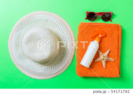Summer beach flat lay accessories Summer beach flat lay accessories 54171792