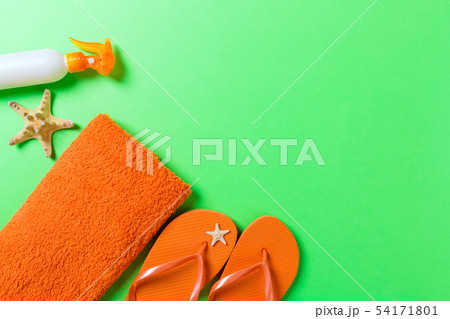 Summer beach flat lay accessories Summer beach flat lay accessories 54171801