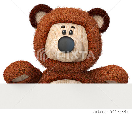 3d illustration funny bear with a poster 54172345