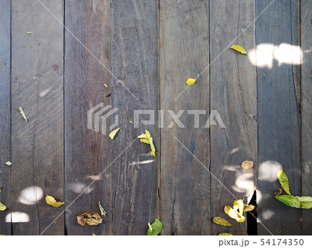 Old floors filled with leaves. 54174350