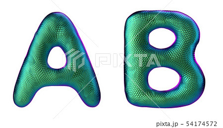 Letter set A, B made of realistic 3d render natural green snake skin texture. Letter set A, B made of realistic 3d render natural green snake skin texture. 54174572