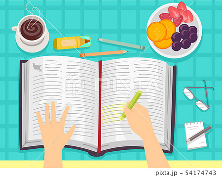 Bible Book Hand Daily Devotion Illustration 54174743