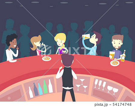 People Drink Pub Waiter View Illustration 54174748