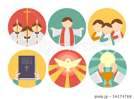 Parts Of Mass Icons Illustration 54174768