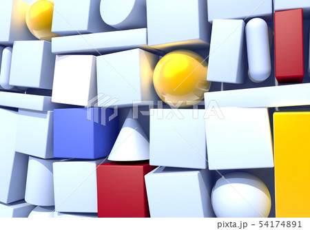 Abstract background with wall of multiple 3d shapes 54174891