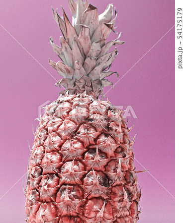 Closeup view of ripe pineapple on pastel pink background 54175179
