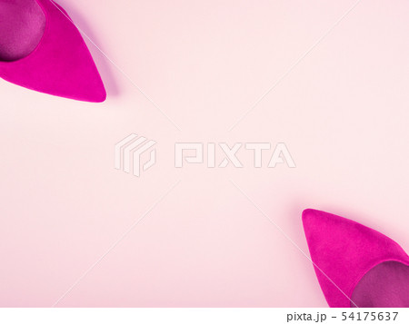 Pink background with fashion woman's pumps 54175637