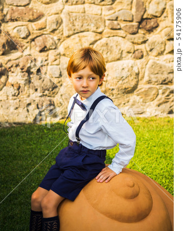 Little elegant ring bearer at garden wedding 54175906