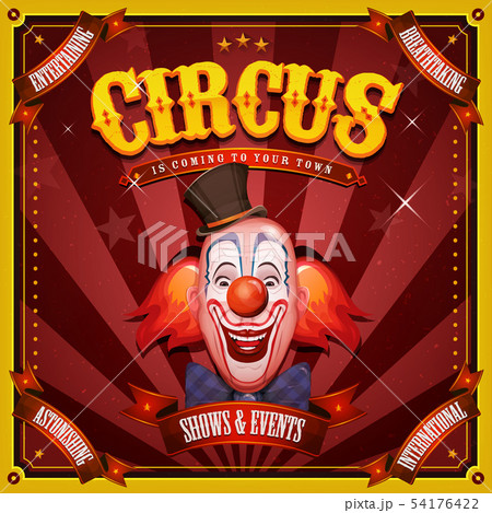 Vintage Circus Poster With Clown Head 54176422