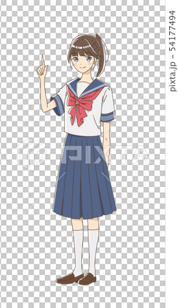 女の子 中学生 高校生 制服 生徒 イラスト キャラのイラスト素材 54177494 Pixta