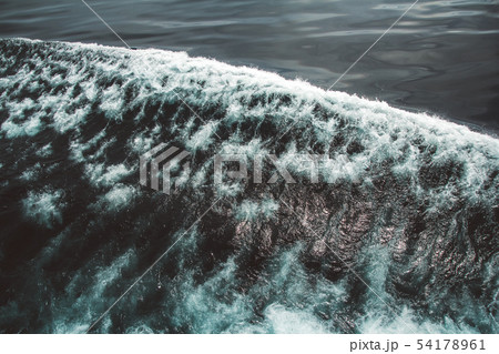 Aerial view to ocean waves. Blue water background 54178961