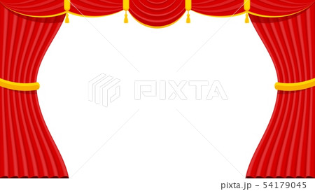 Curtains with lambrequins on the stage of the theater 54179045