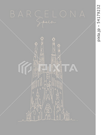 Poster Barcelona Sagrada Familia grey 54179232