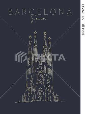 Poster Barcelona Sagrada Familia dark Poster Barcelona Sagrada Familia dark 54179234