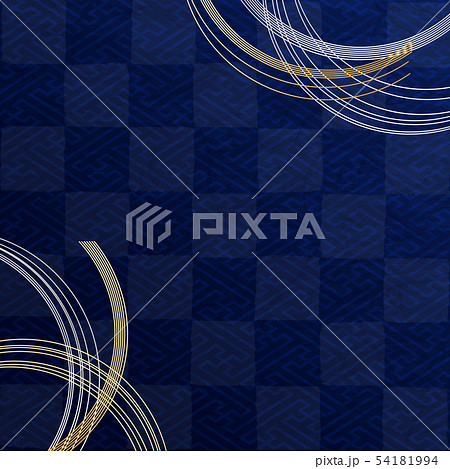 藍色の和風背景　水引の装飾 54181994