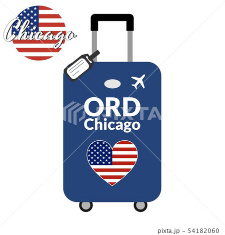 Luggage with airport station code IATA or location identifier and destination city name Chicago, ORD 54182060