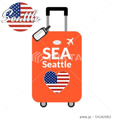 Luggage with airport station code IATA or location identifier and destination city name Seattle, SEA 54182062