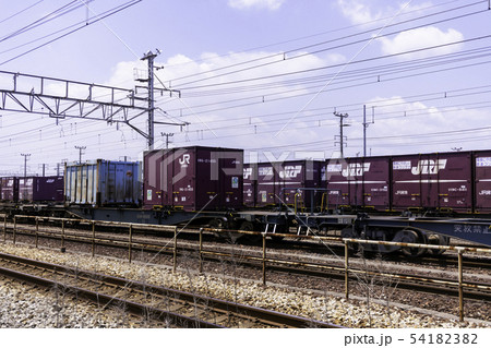 貨物コンテナ　貨物列車　岡山貨物ターミナル駅 54182382