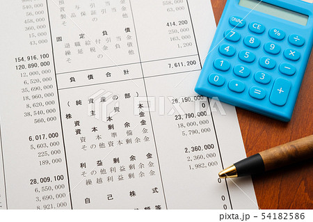 決算報告書 決算書 貸借対照表 ビジネスシーン 決算報告書 決算書 貸借対照表 ビジネスシーン 54182586