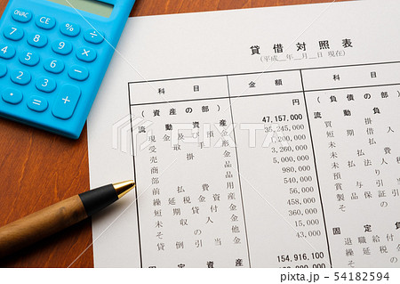 決算報告書　決算書　貸借対照表　ビジネスシーン 54182594
