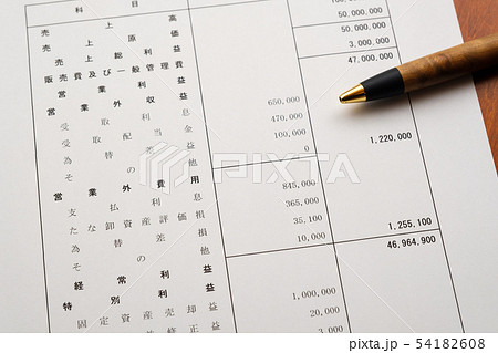 決算報告書　決算書　貸借対照表　ビジネスシーン 54182608