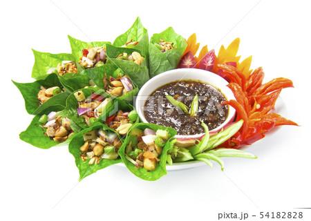 Miang Kum Savory leaf wraps Thai style appetizer 54182828