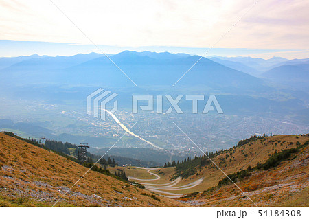 View of Innsbruck aerial view from Hafelekarspitze View of Innsbruck aerial view from Hafelekarspitze 54184308