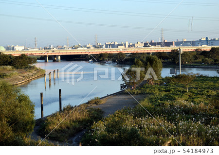 荒川河川敷と笹目橋 54184973