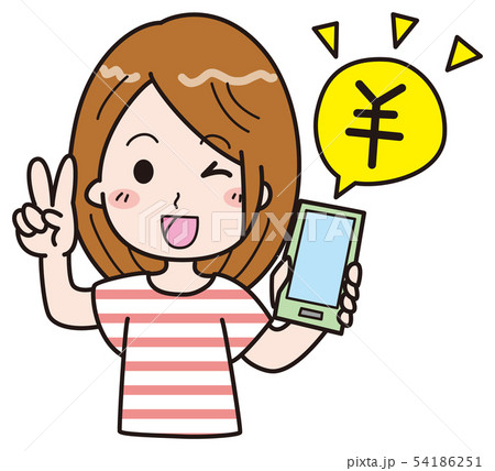 スマホ　女性　イラスト1 54186251