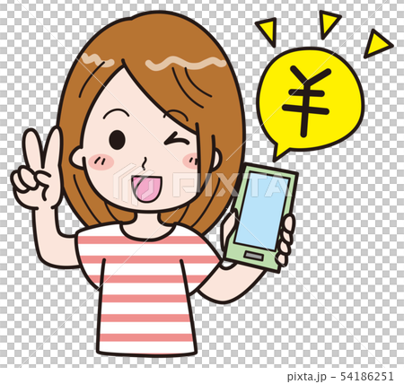 スマホ　女性　イラスト1 54186251