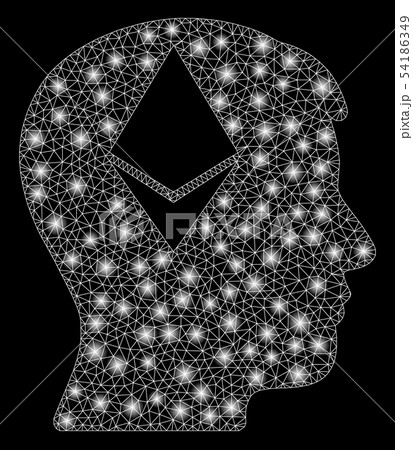 Bright Mesh Network Ethereum Thinking Head with Light Spots 54186349
