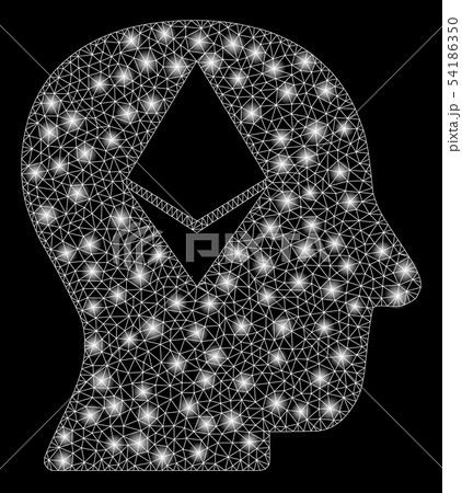 Bright Mesh Carcass Ethereum Thinking Head with Light Spots Bright Mesh Carcass Ethereum Thinking Head with Light Spots 54186350