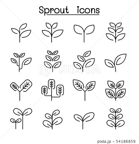 Sprout, treetop, tree, plant icon set in thin line Sprout, treetop, tree, plant icon set in thin line 54186859