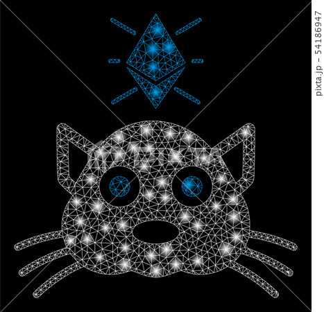 Bright Mesh Wire Frame Ethereum Crypto Kitty with Light Spots Bright Mesh Wire Frame Ethereum Crypto Kitty with Light Spots 54186947