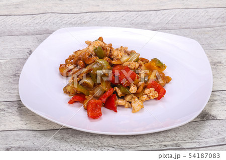 Roasted pork with vegetables 54187083