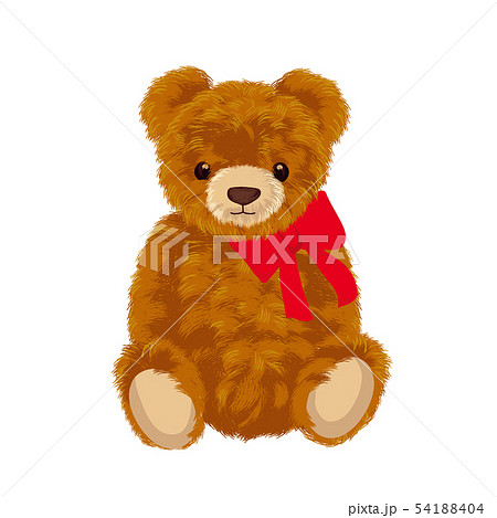 リボンを巻いたテディベア イラストのイラスト素材