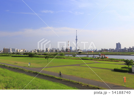 荒川と東京スカイツリー　東京都葛飾区堀切　 54188740
