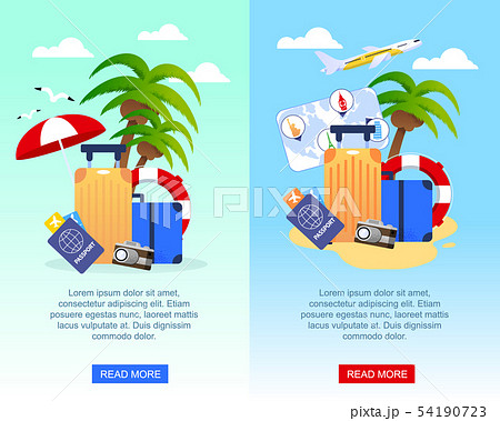 Travel Flat Banners Set for Mobile Application Travel Flat Banners Set for Mobile Application 54190723