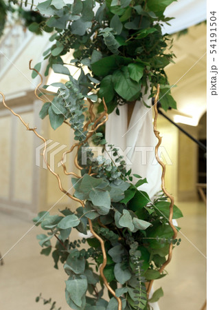 Beautiful wedding huppah decorated with fresh 54191504