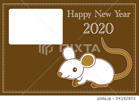 シンプルで程よくリアルなタッチのネズミの年賀状テンプレート イラストのイラスト素材
