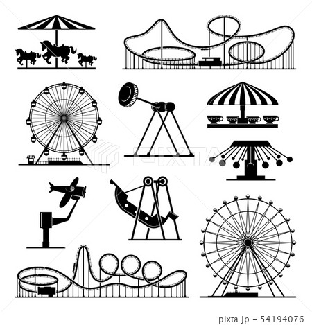 Vector Icons Of Different Attractions In のイラスト素材