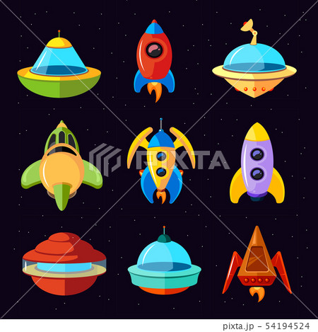 Cartoon vector fantastic ufo, spaceships and rockets vector set Cartoon vector fantastic ufo, spaceships and rockets vector set 54194524