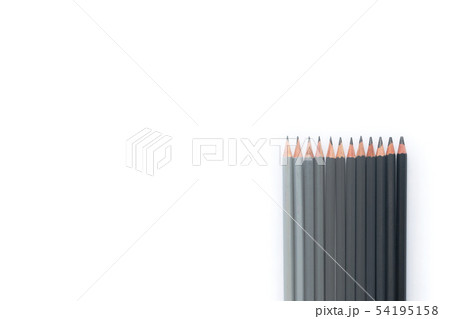 Row of gray pencils on a white background. Top view. Copyspace Row of gray pencils on a white background. Top view. Copyspace 54195158