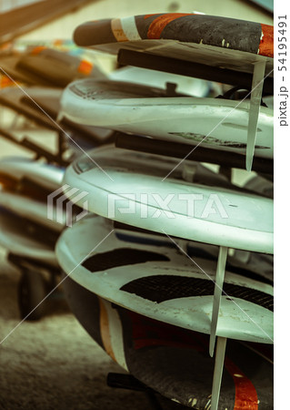 Outdoor mobile stand with surf surfboards and 54195491