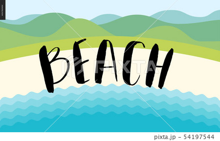 Beach, calligraphy lettering 54197544