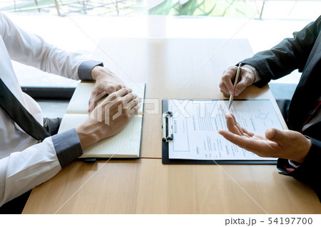 Job interview businessman listen to New staff Job interview businessman listen to New staff 54197700